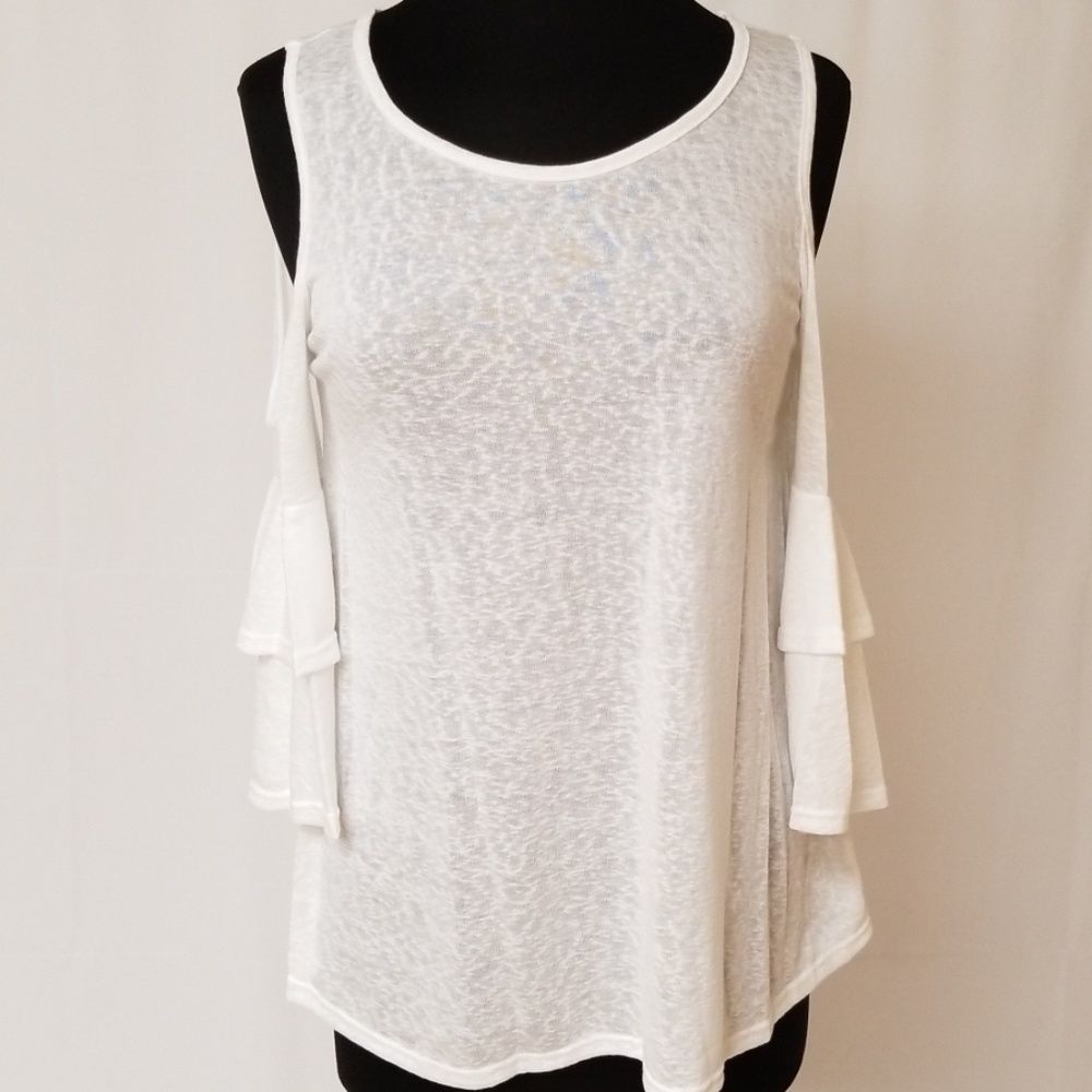 Ivory Cold Shoulder Top - Picture 4 of 5